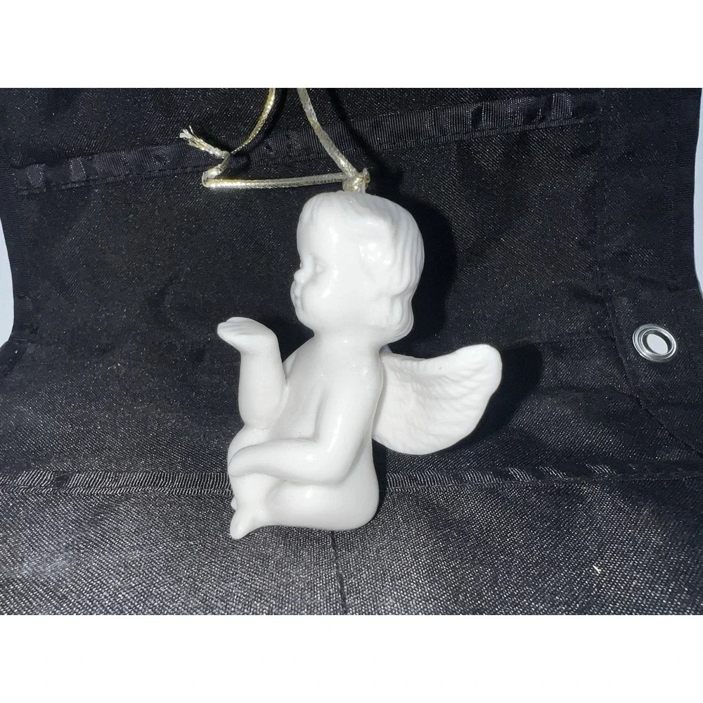 Vintage White Porcelain Cherub Ornament